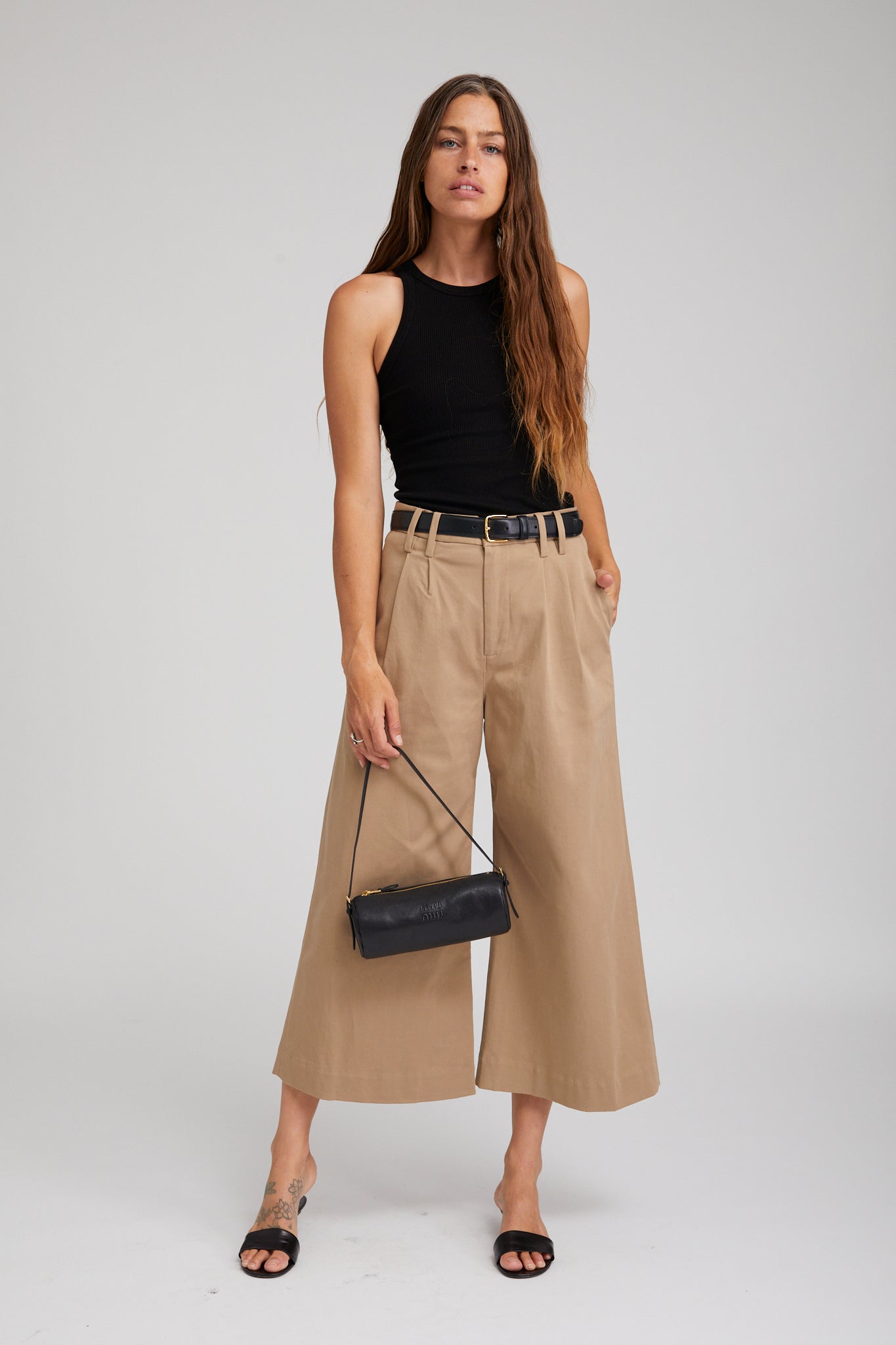 Sand Twill Culotte Trousers