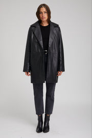 Black Leather Classic Coat