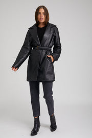 Black Leather Classic Coat