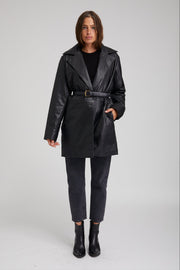 Black Leather Classic Coat