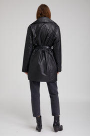 Black Leather Classic Coat