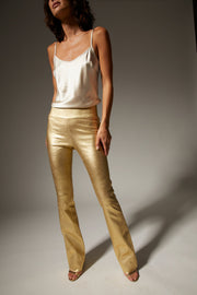 Metallic Gold Leather Micro Flare