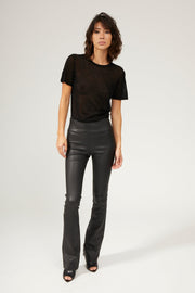 Black Leather Micro Flare