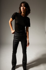 Black Leather Micro Flare