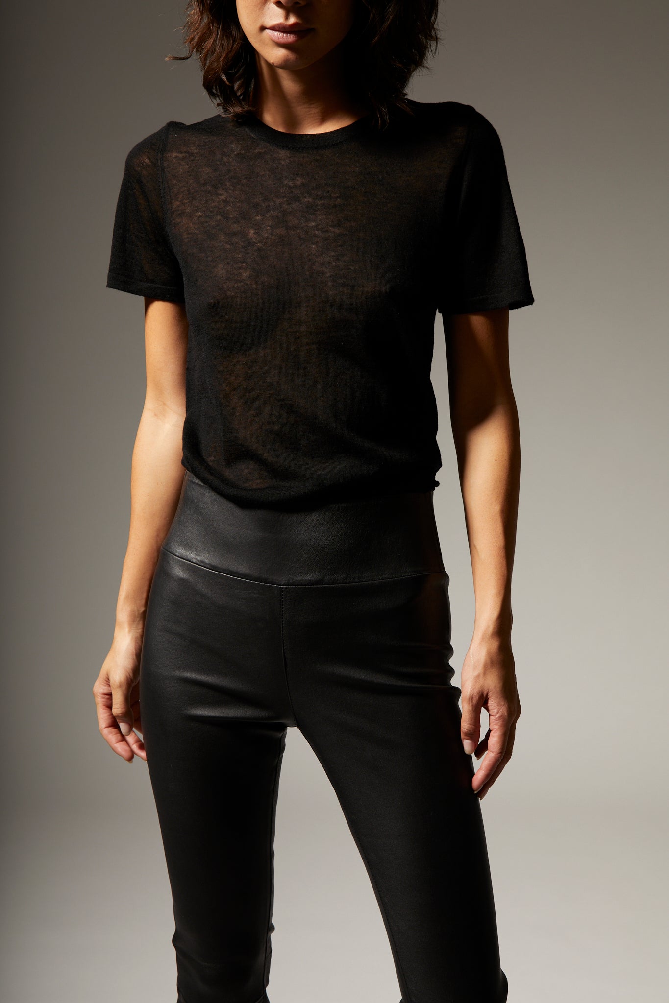 Black Tissue Cashmere Classic Tee