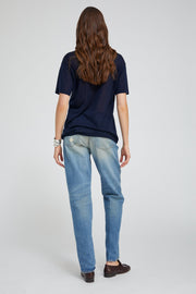 Navy Tissue Cashmere V-Neck Tee