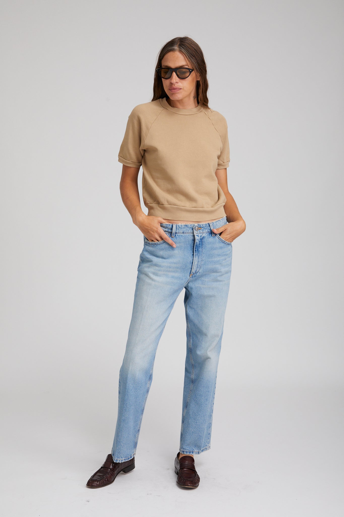 Khaki Cotton Raglan Sweatshirt Tee