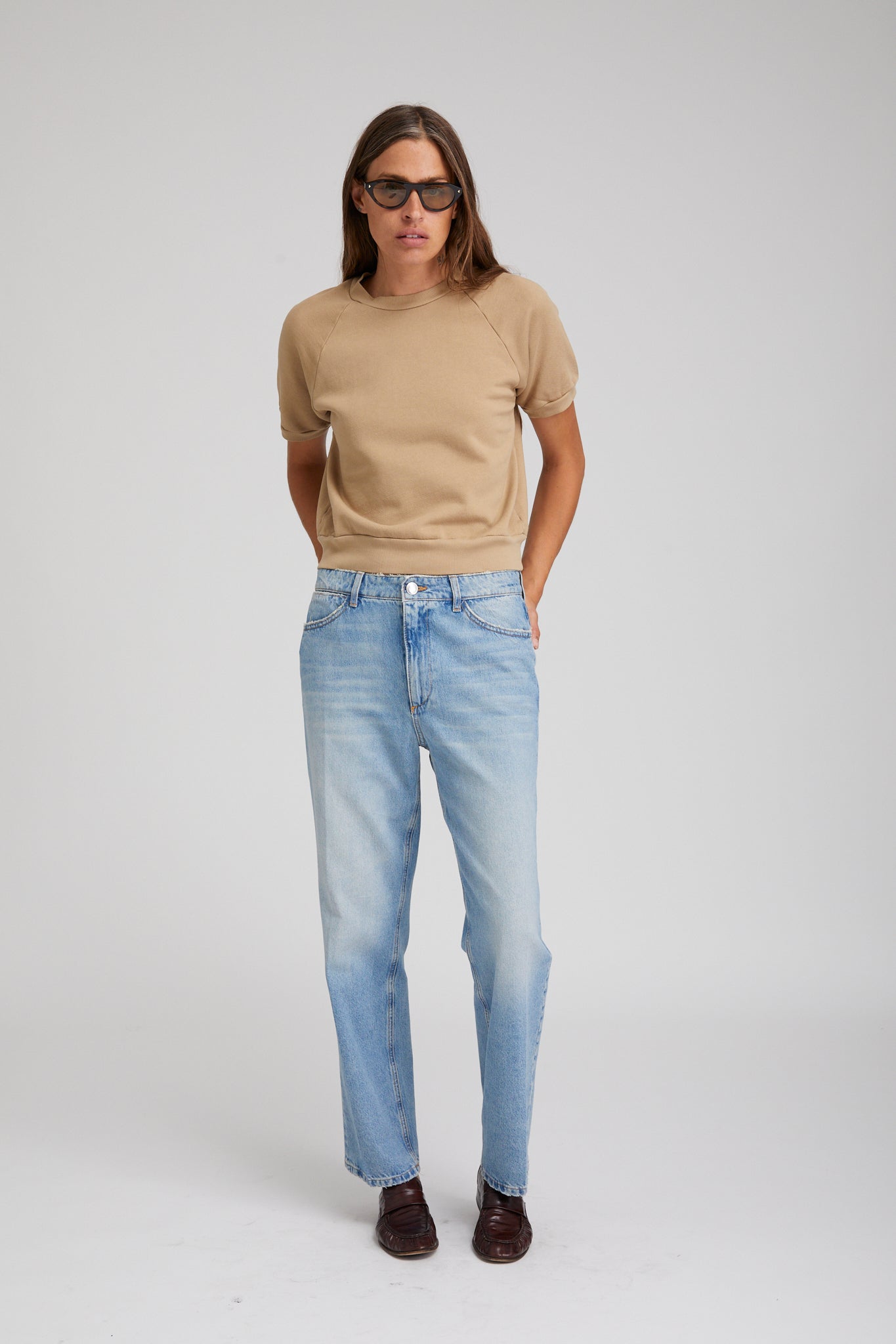 Khaki Cotton Raglan Sweatshirt Tee