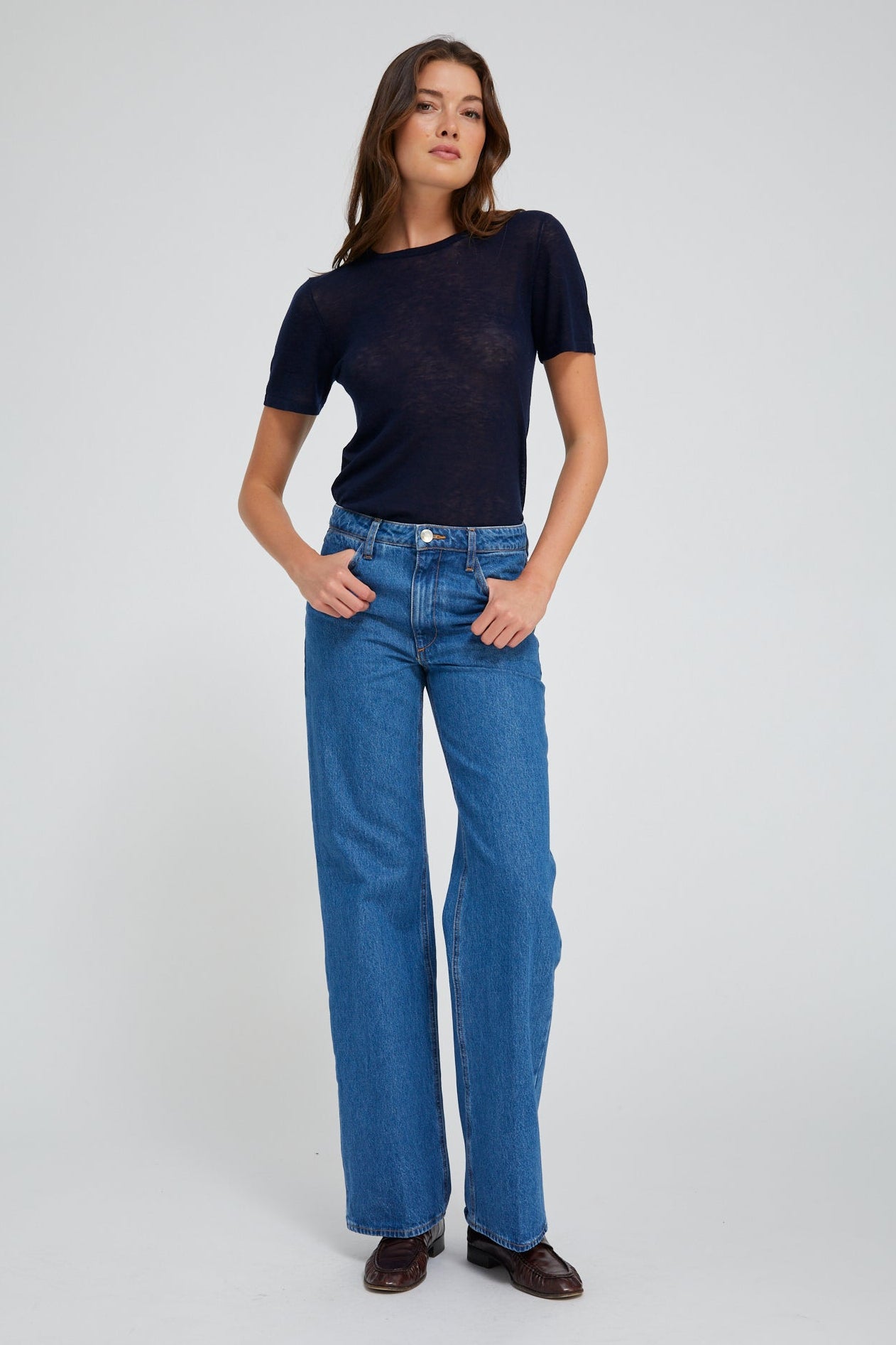 Navy Tissue Cashmere Classic Tee