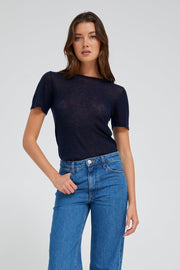 Navy Tissue Cashmere Classic Tee