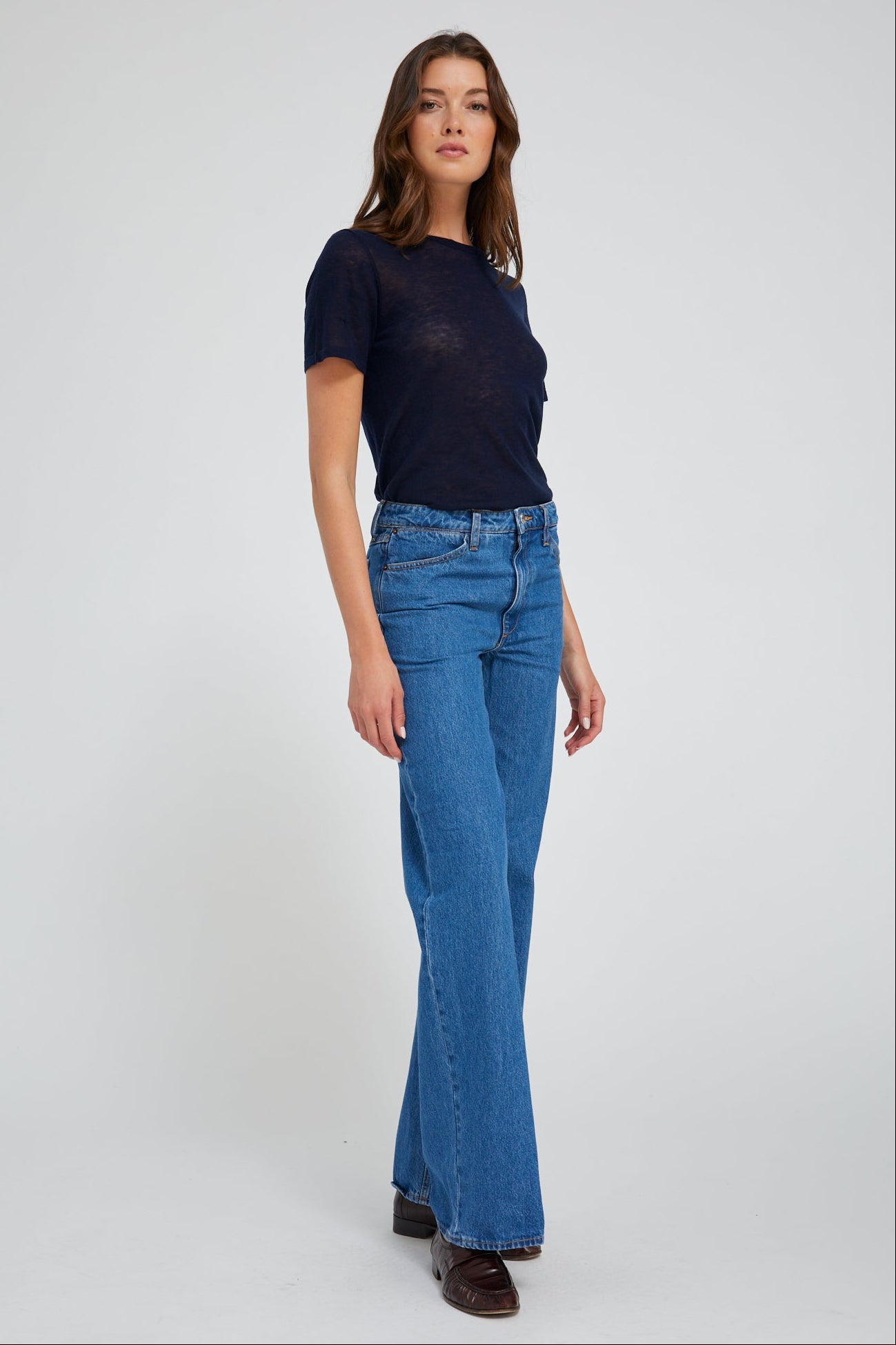 Navy Tissue Cashmere Classic Tee