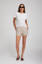 Off White Leather Slip Shorts