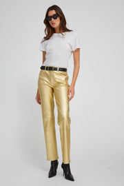 Leather 5 Pocket Slim Straight