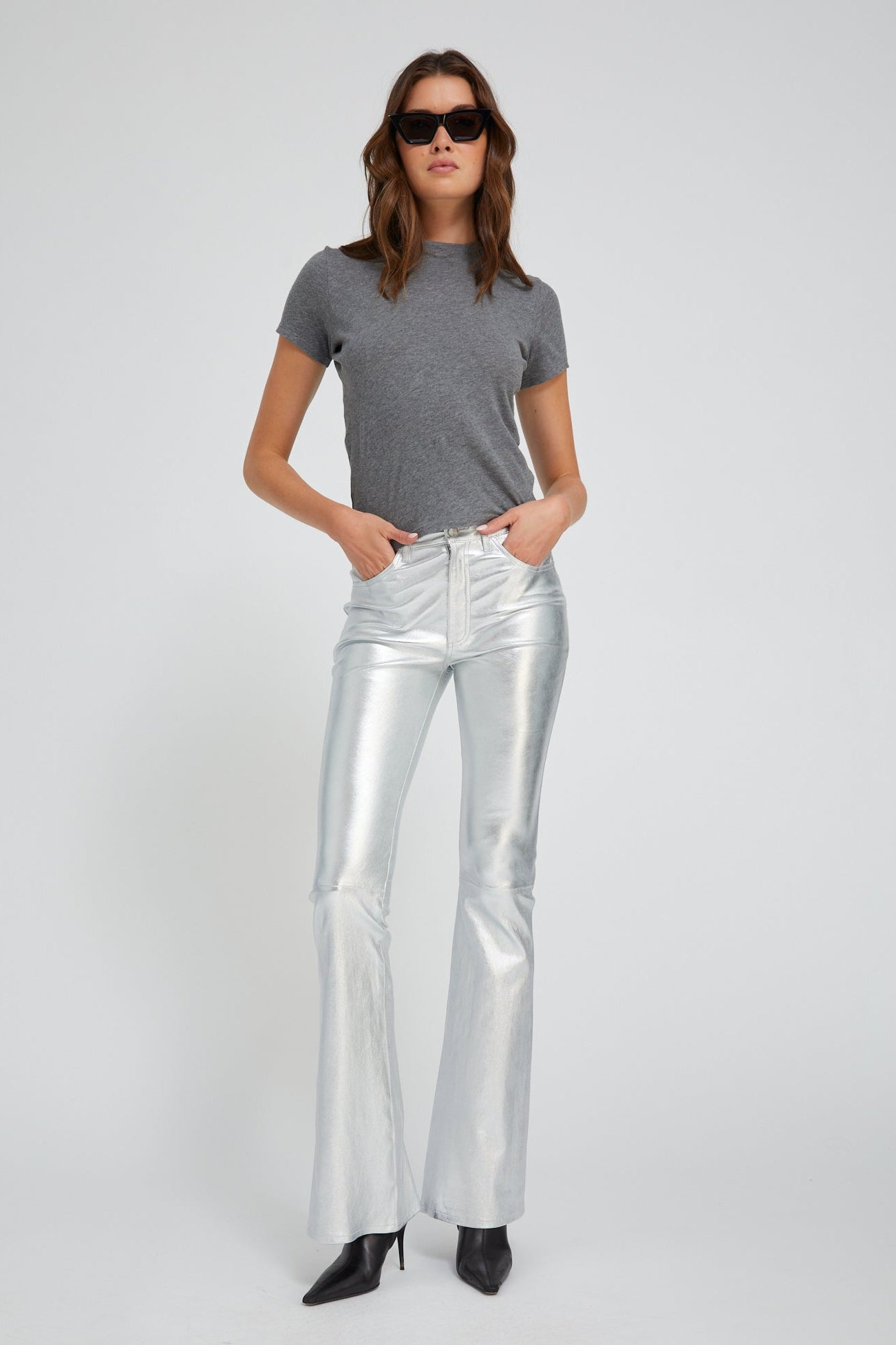 Leather 5 Pocket Micro Flare