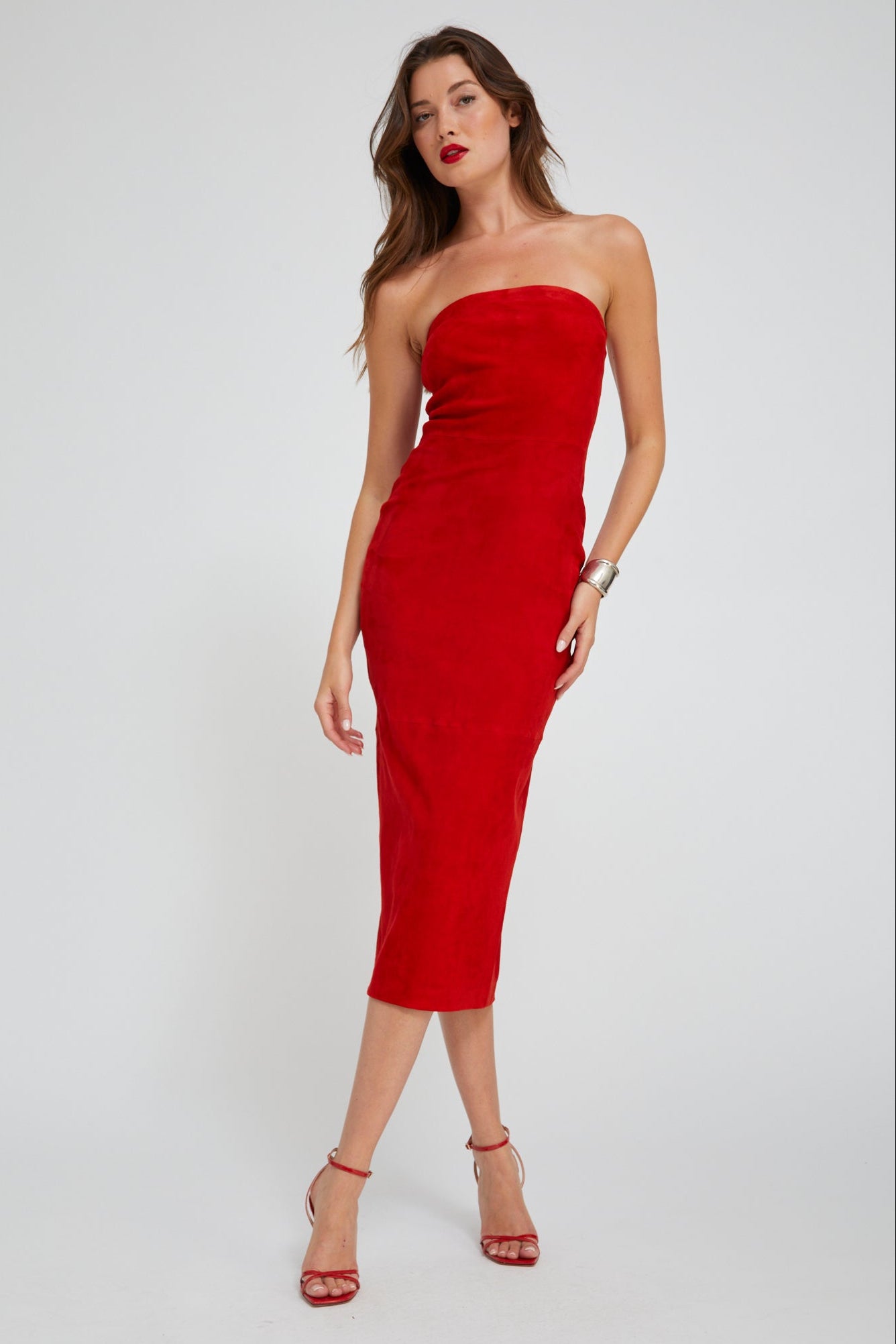 Red Suede Tube Dress