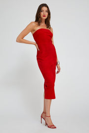 Red Suede Tube Dress