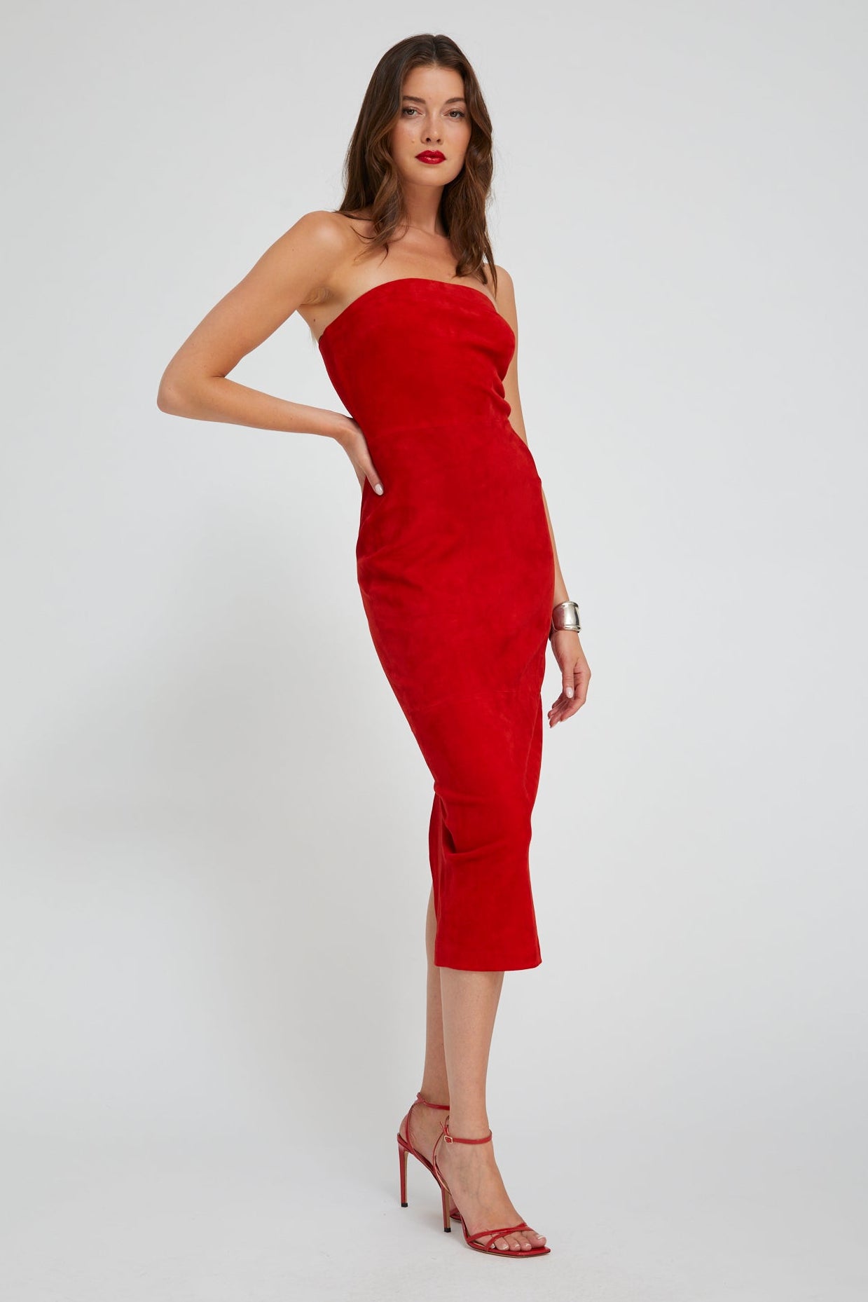 Red Suede Tube Dress