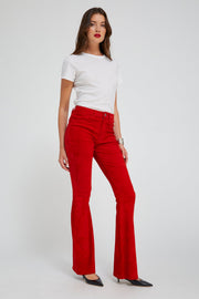 Red Suede 5 Pocket Micro Flare