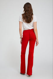 Red Suede 5 Pocket Micro Flare