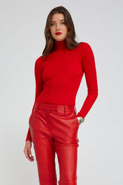 Red Cashmere Mock Neck