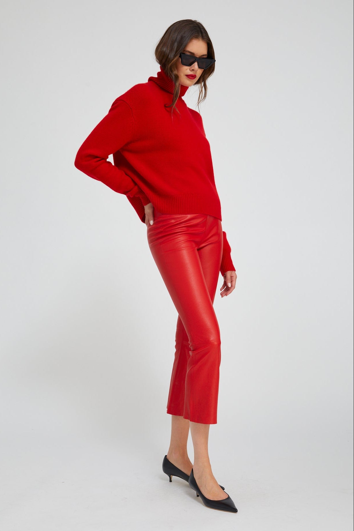 Red Cashmere Long Sleeve Turtleneck