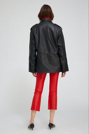 Black Leather Military Jacket