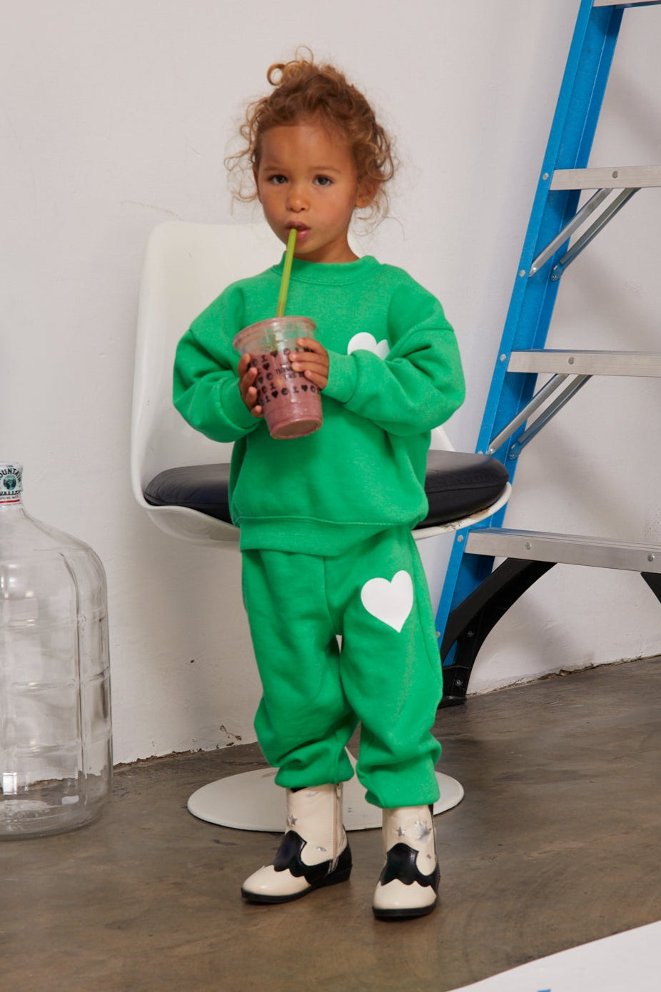 Kids Bright Green Heart Sweatshirt
