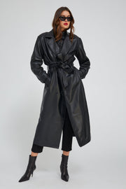 Black Leather Oversized Trench