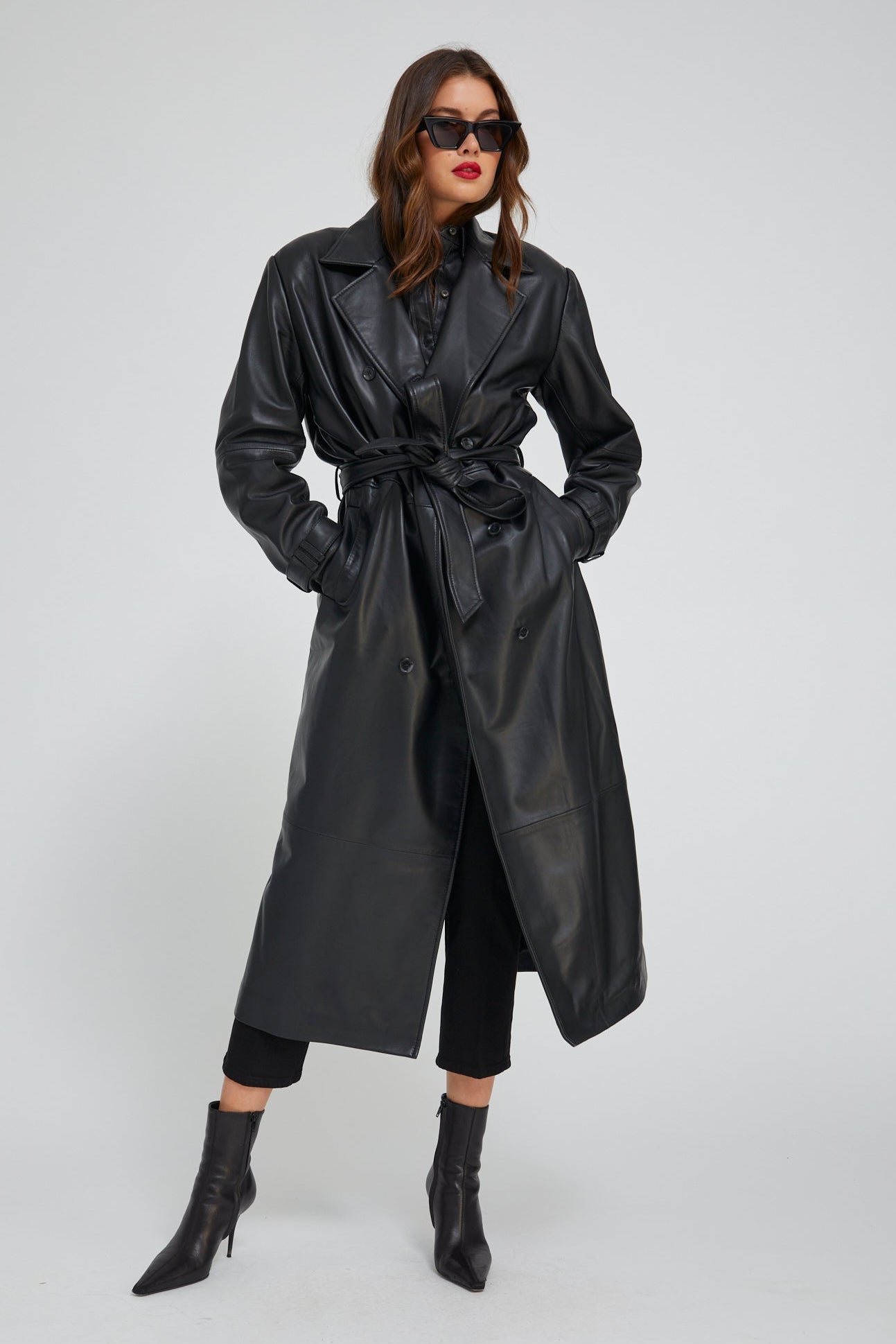 Black Leather Oversized Trench