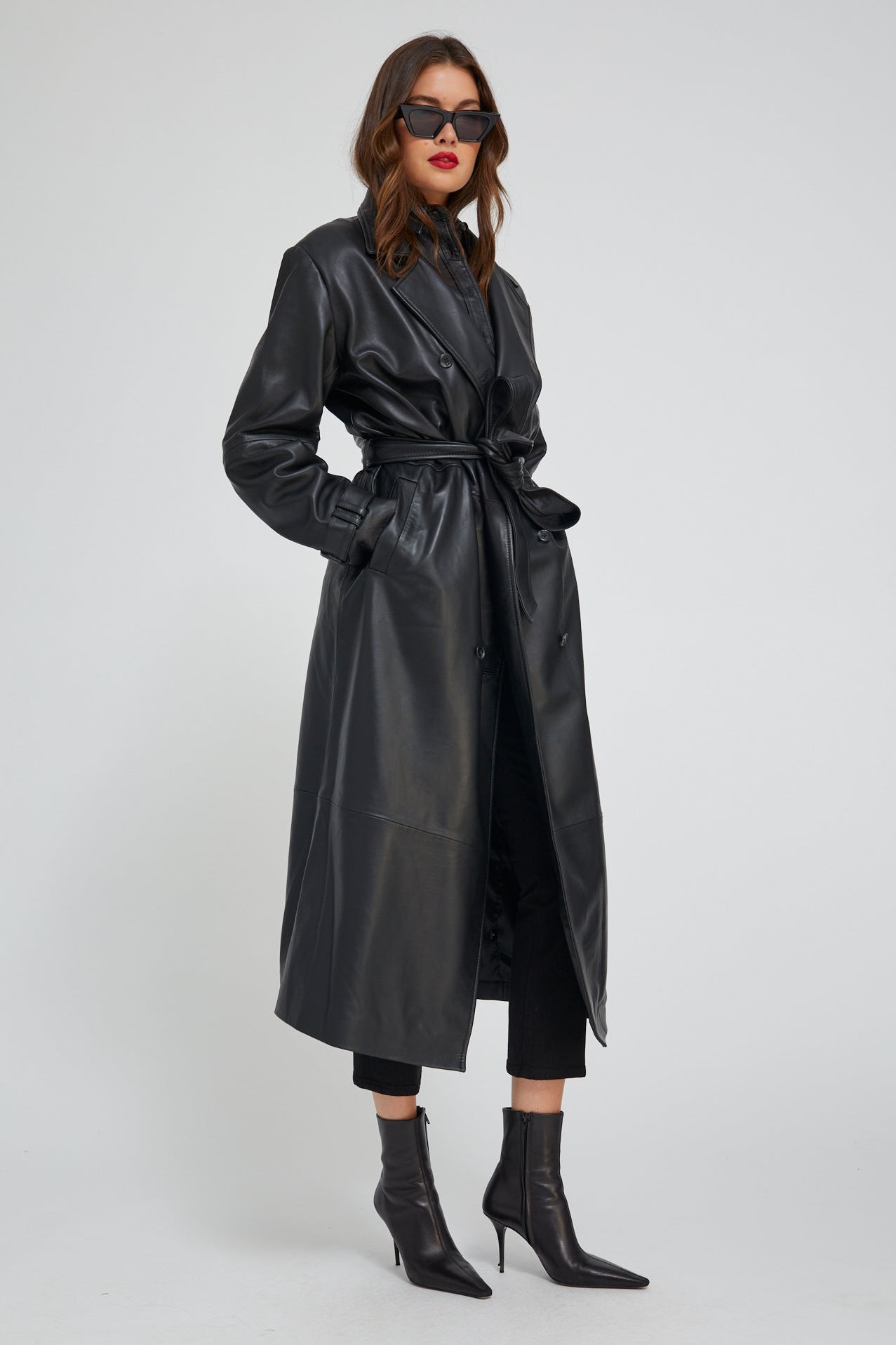 Black Leather Oversized Trench