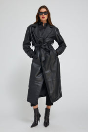 Black Leather Oversized Trench