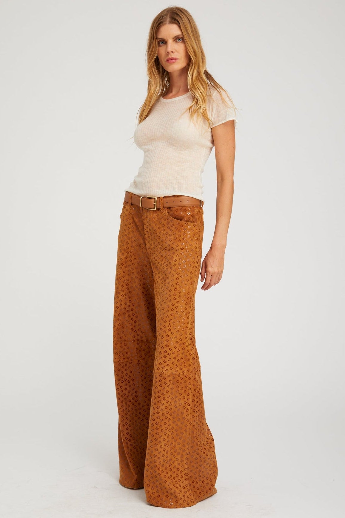 5 Pocket Suede Wide Leg