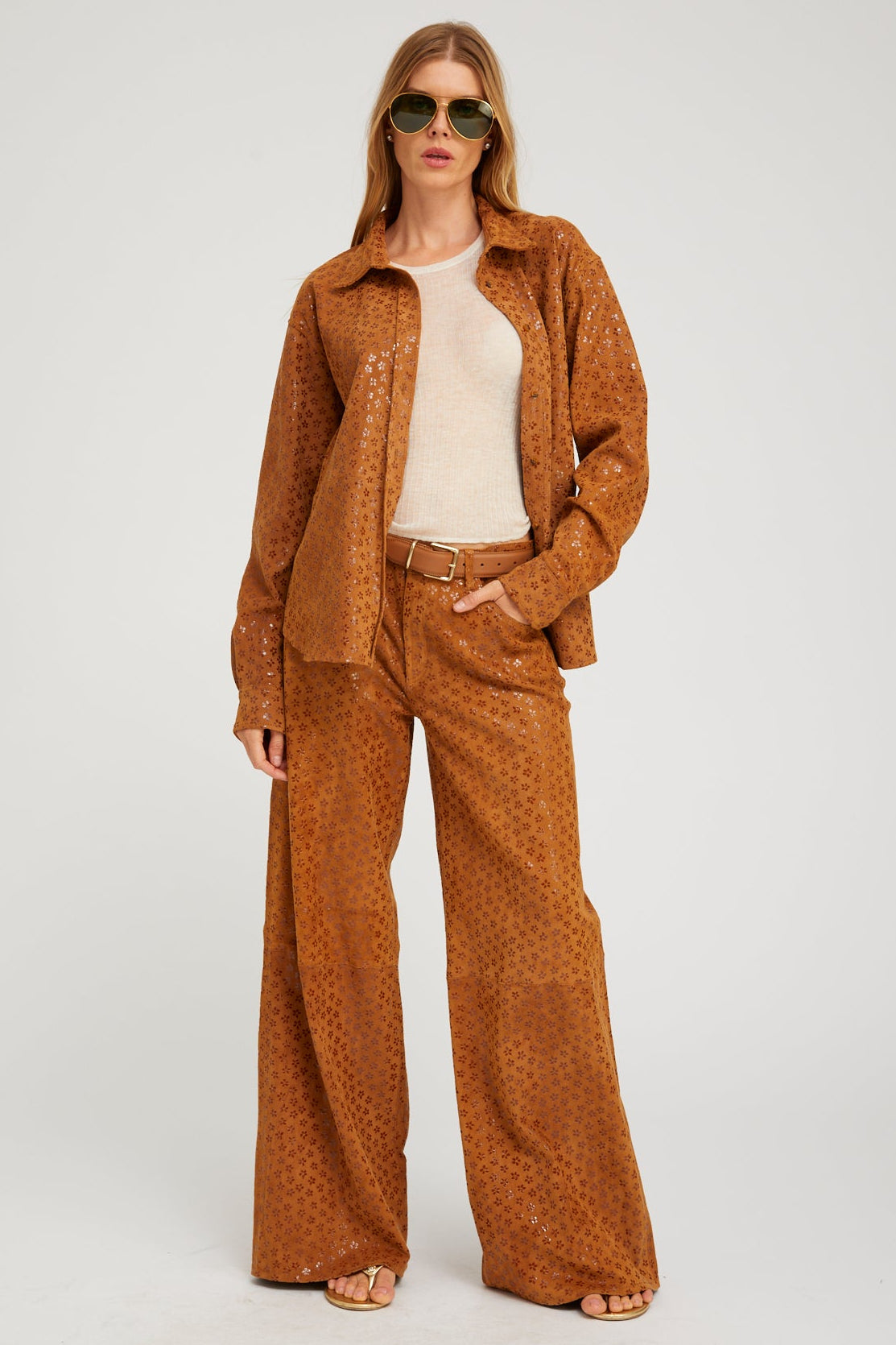 5 Pocket Suede Wide Leg