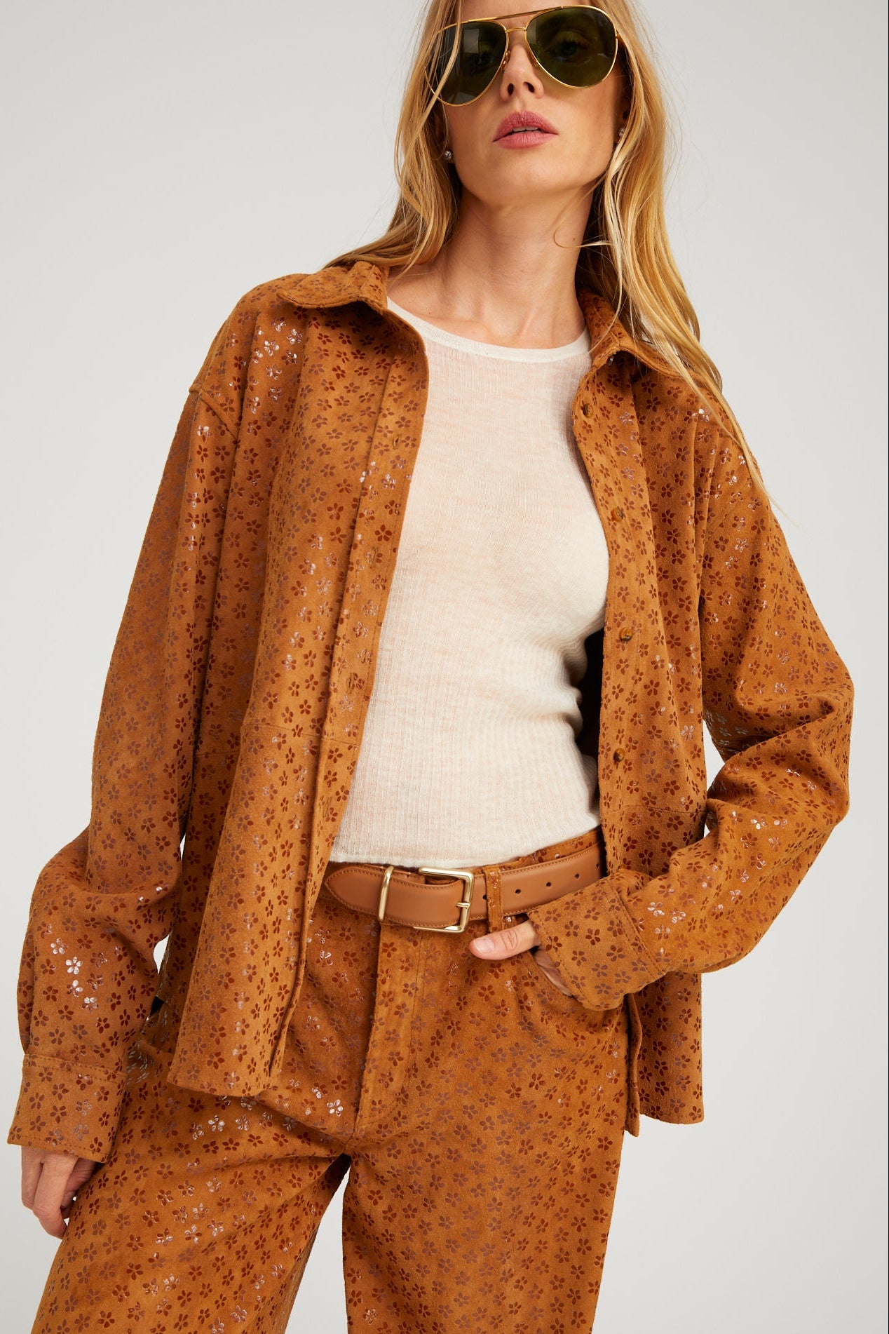Elise Suede Button Down