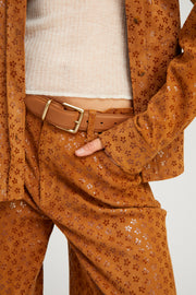 5 Pocket Suede Wide Leg