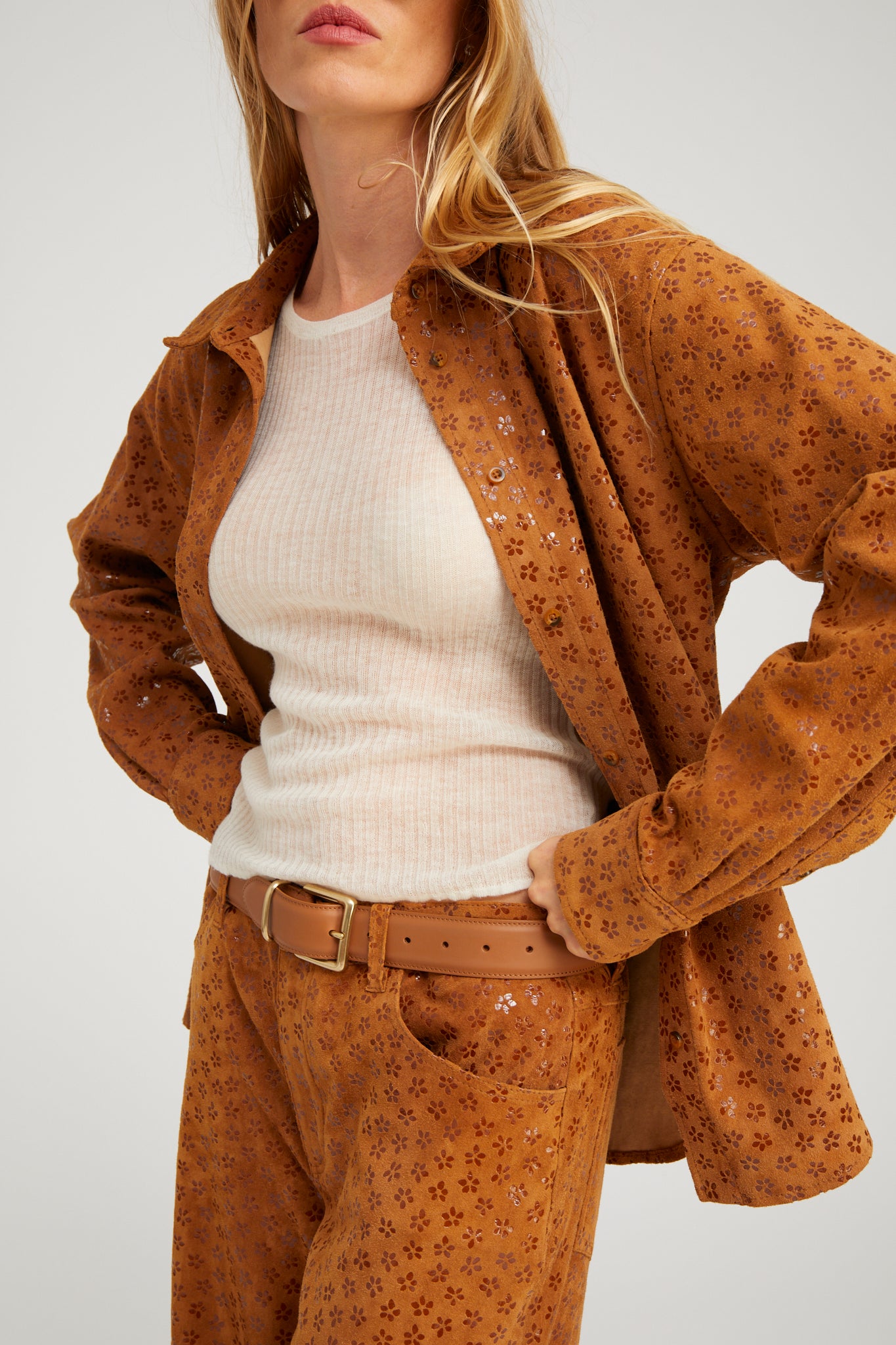 Elise Suede Button Down