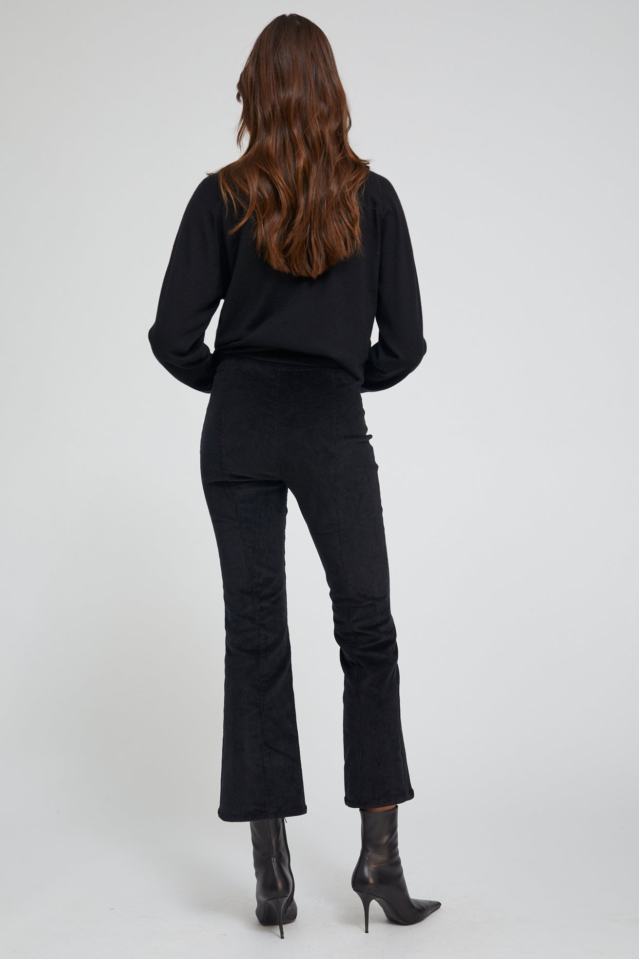 Ankle Flare Corduroy Pants with Princess Seams
