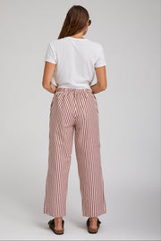 Rust-Beige Striped Linen Amalfi Pants