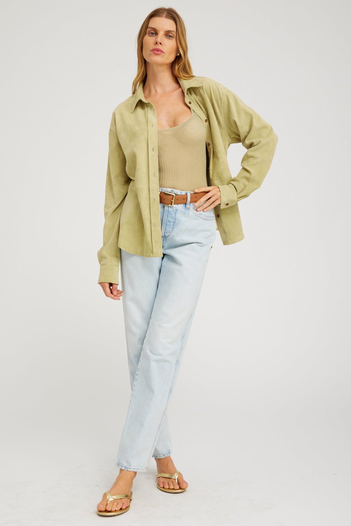 Elise Suede Button Down