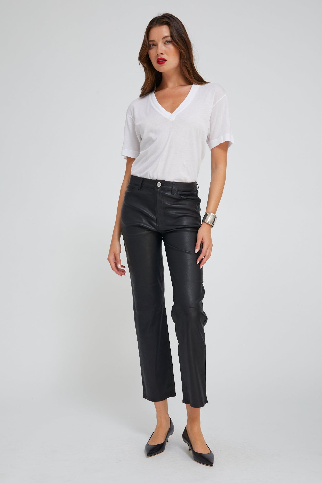 White V-Neck Tee