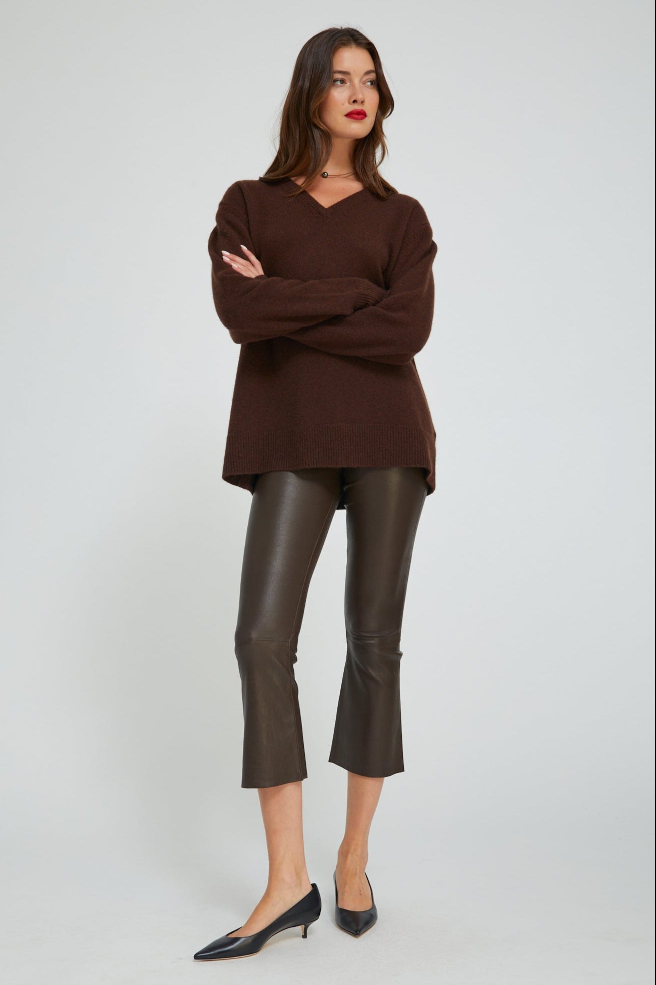 Americano Leather Crop Flare