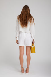 White Linen Culotte Shorts