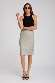 Stone Leather Midi Slip Skirt