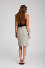 Stone Leather Midi Slip Skirt