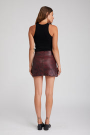 A-Line Leather Snake Print Skirt