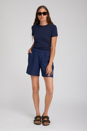 Navy Linen Culotte Shorts