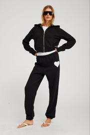 Black Shrunken Zip up Hoodie