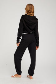 Black Shrunken Zip up Hoodie
