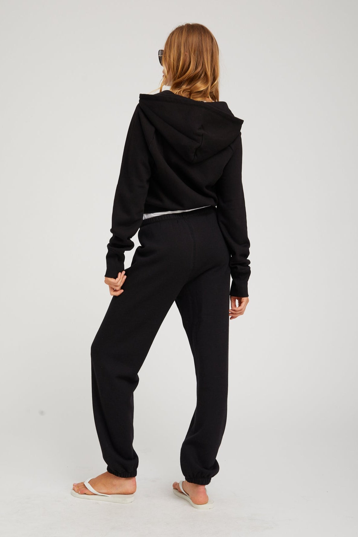 Black Shrunken Zip up Hoodie