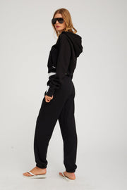 Black Shrunken Zip up Hoodie